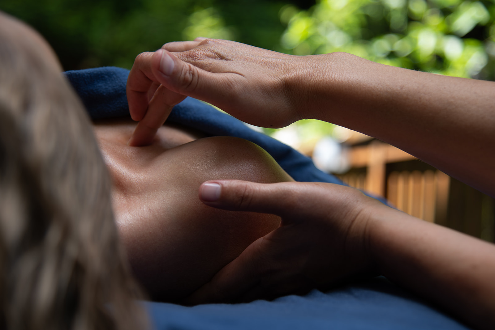 A woman receiving a massage services